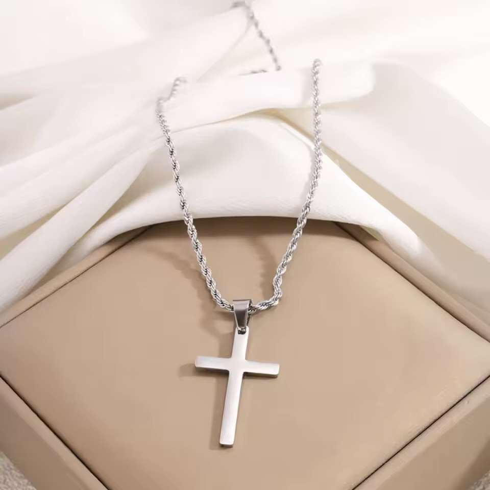 Men's Twist Chain Hip-Hop Trendy Chain Cross Necklace Twist Chain