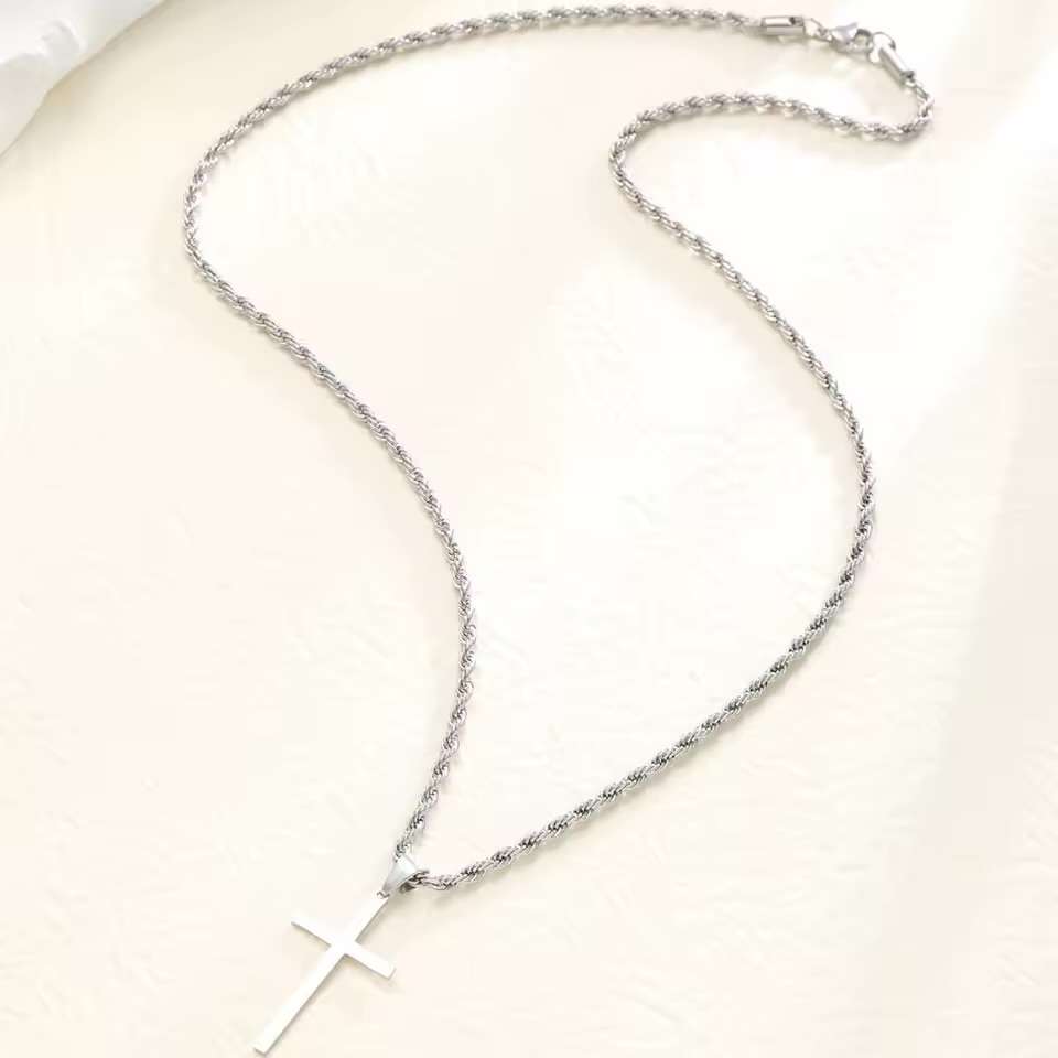 Men's Twist Chain Hip-Hop Trendy Chain Cross Necklace Twist Chain