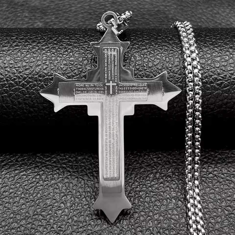 Big Bible Jesus Cross Pendant Necklace