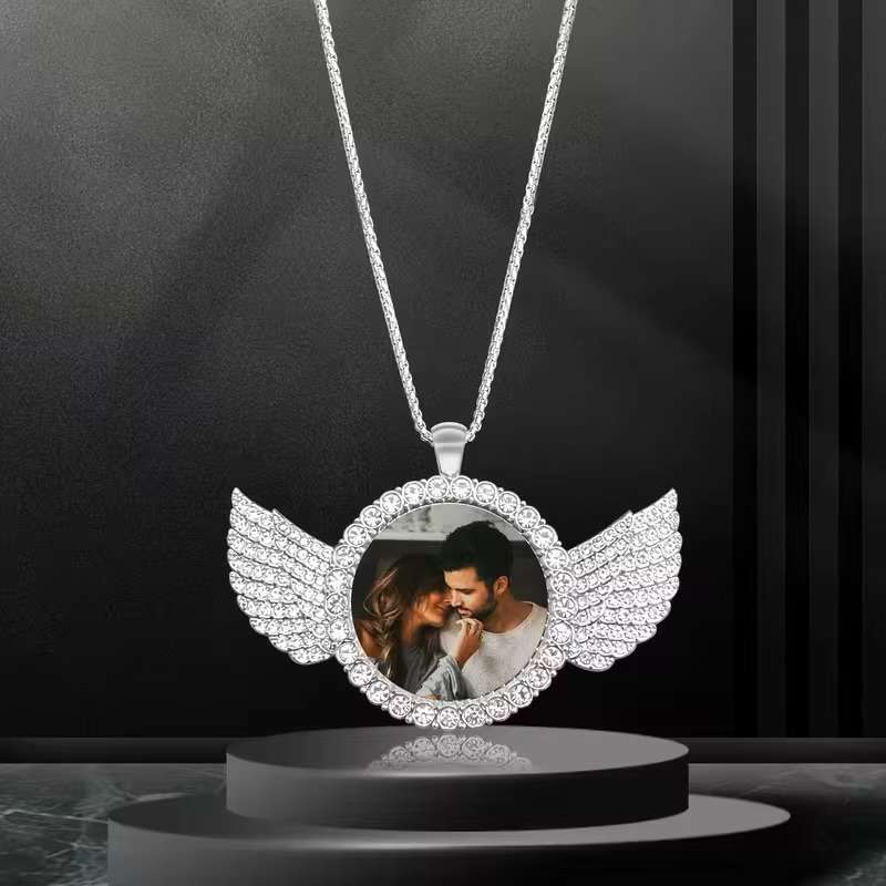 Personalised custom image wing necklace
