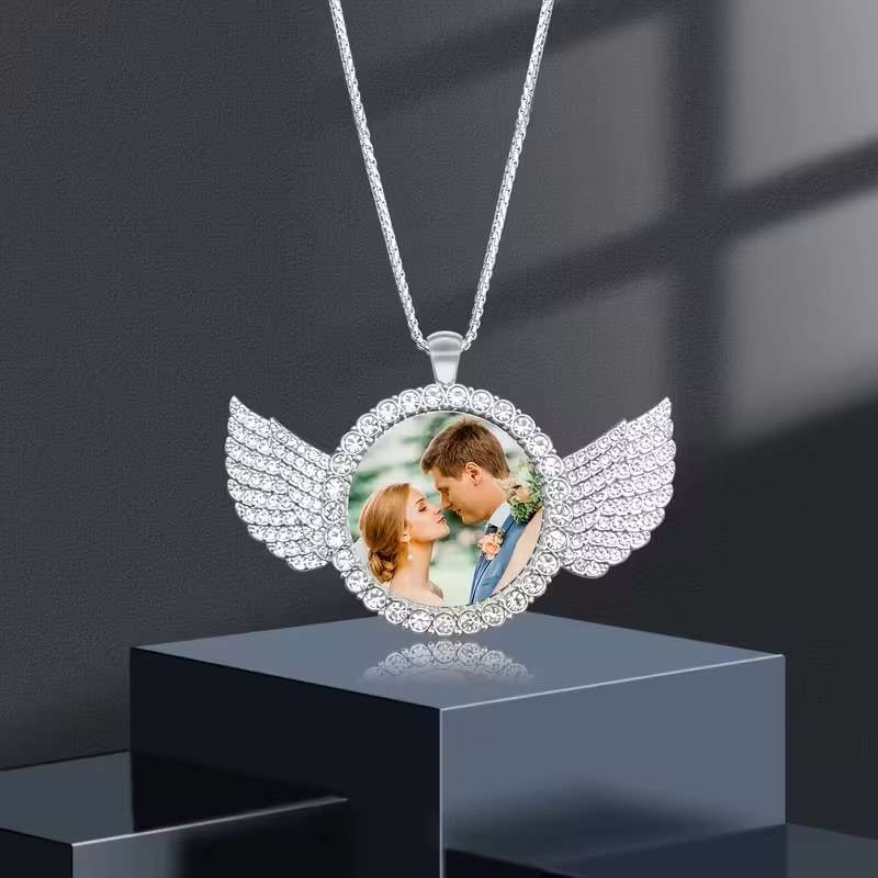 Personalised custom image wing necklace
