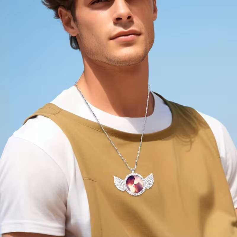 Personalised custom image wing necklace