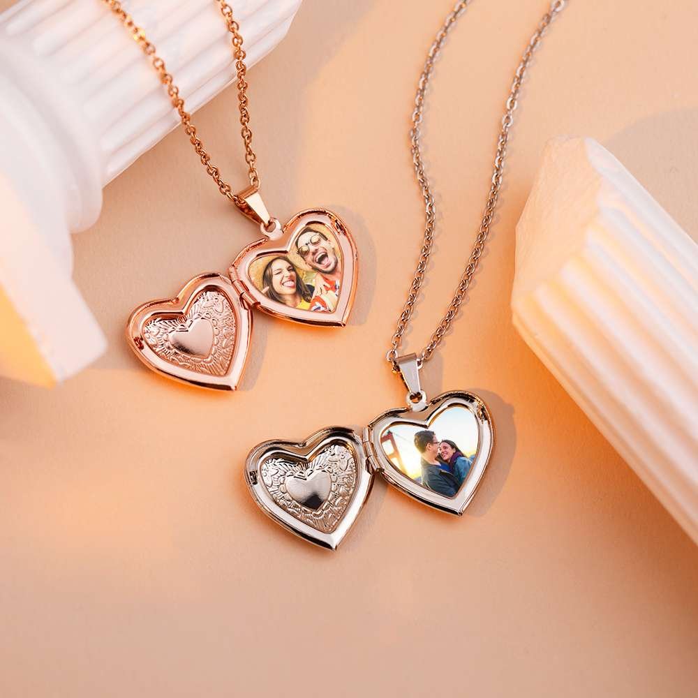 MaiLun 1pc Custom Photo Heart Locket Pendant Necklace Women Necklace Personalized Souvenir Gift