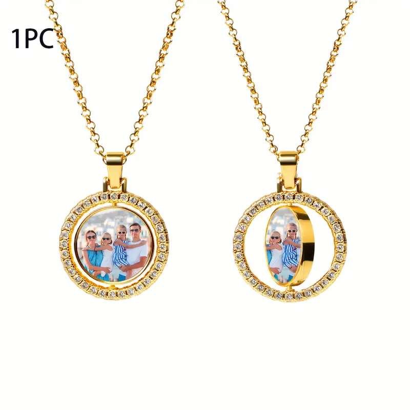 Double-sided custom necklace with photo, personalised image pendant suitable for men and women - bir