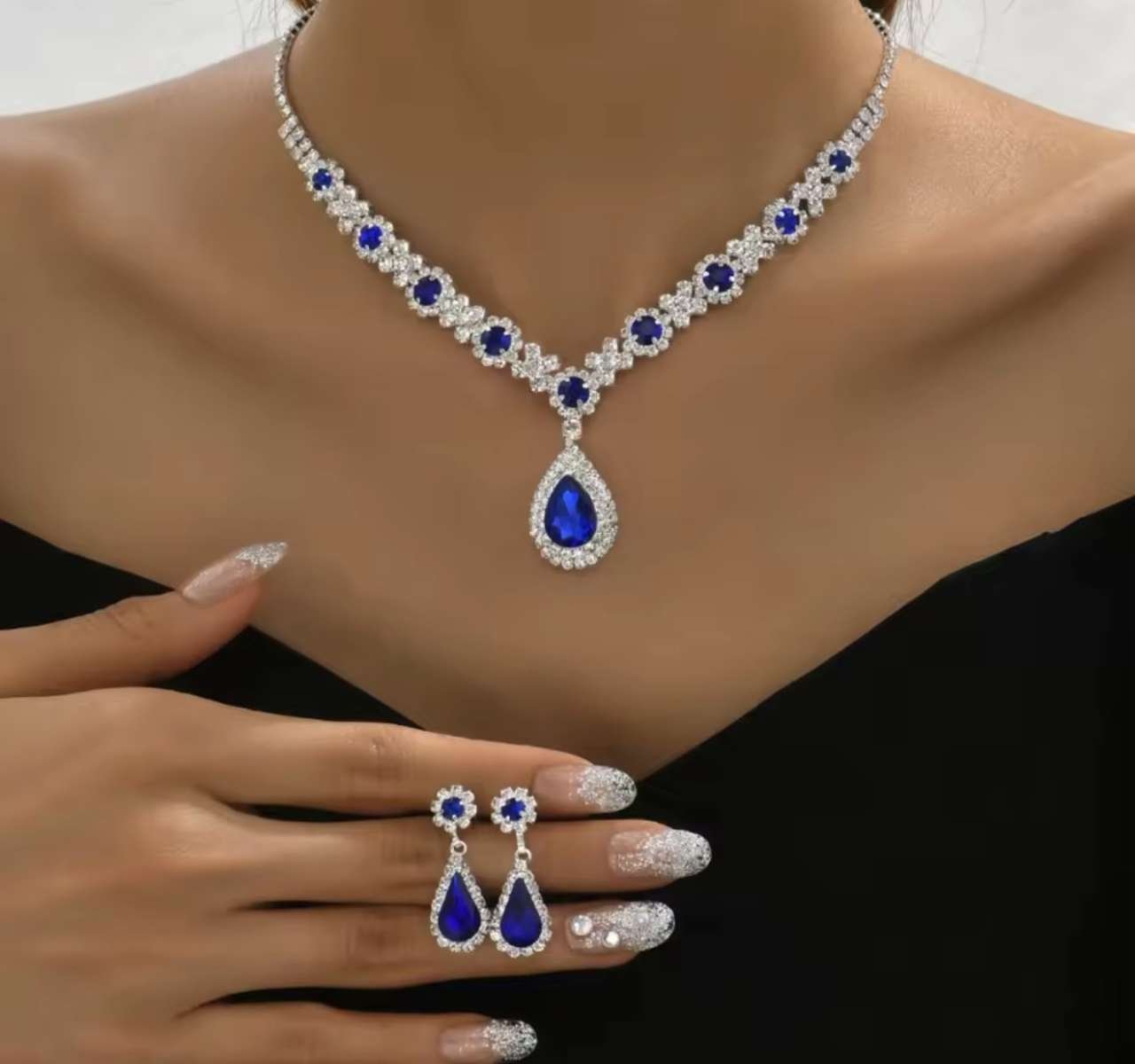Fashionable Crystal Jewelry Necklace Earring Set Premium Luxury Pendant Necklace Original Design Inl