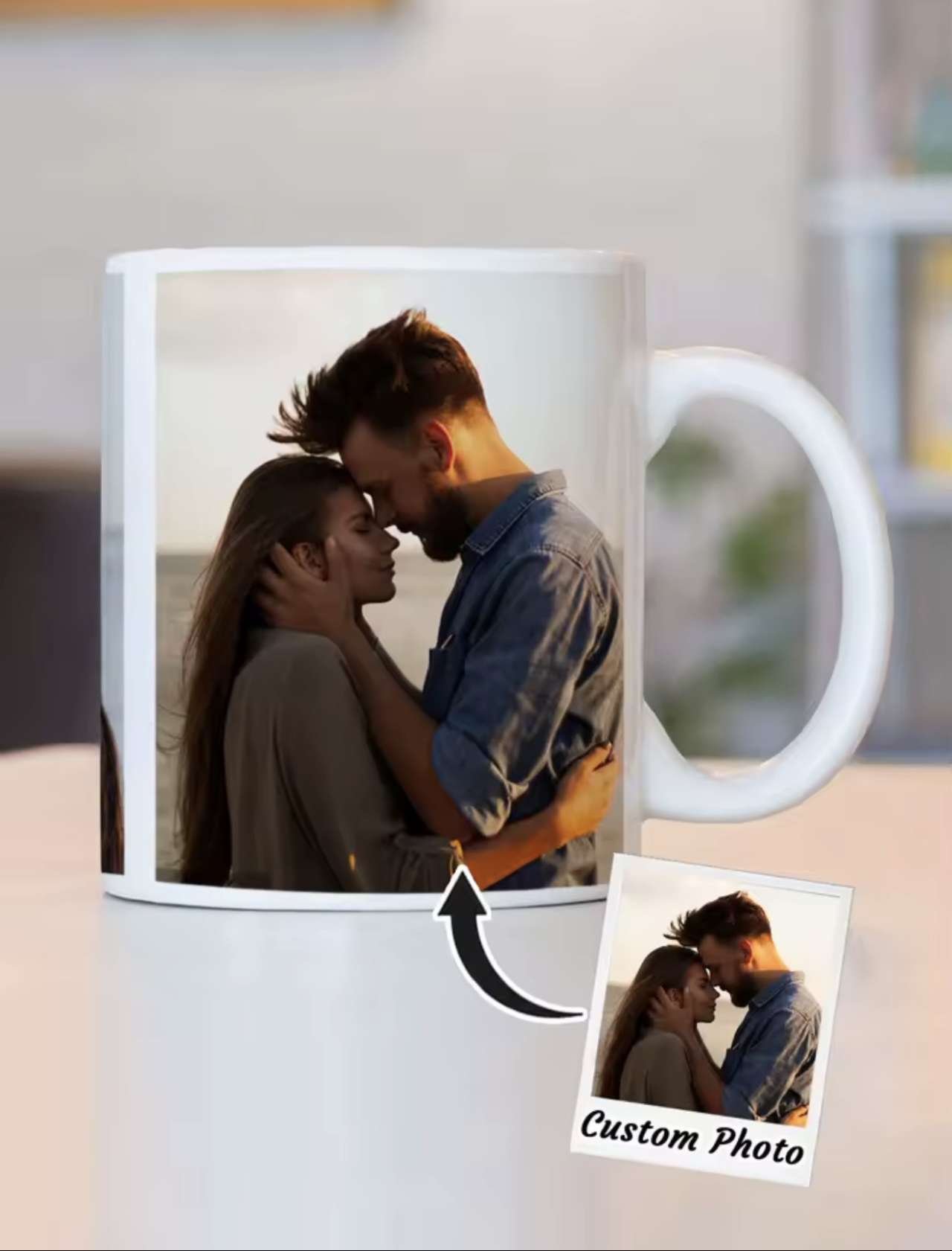 1Pc Custom Photo Coffee Mug, 11oz Personalized Mug, Picture, Text- Boyfriend, Girlfriend, Best Frien