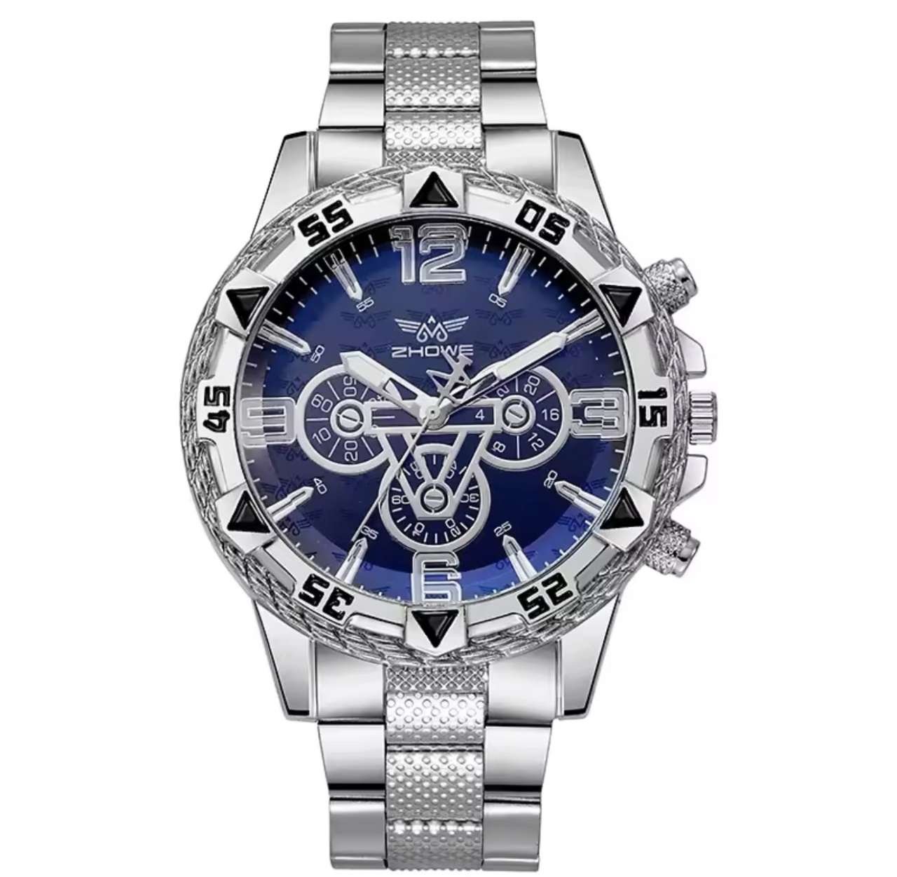 Luxury Business Men's Watch Stainless Steel Strap Blue-Light Glass Men Quartz Watches Big Dial Casua