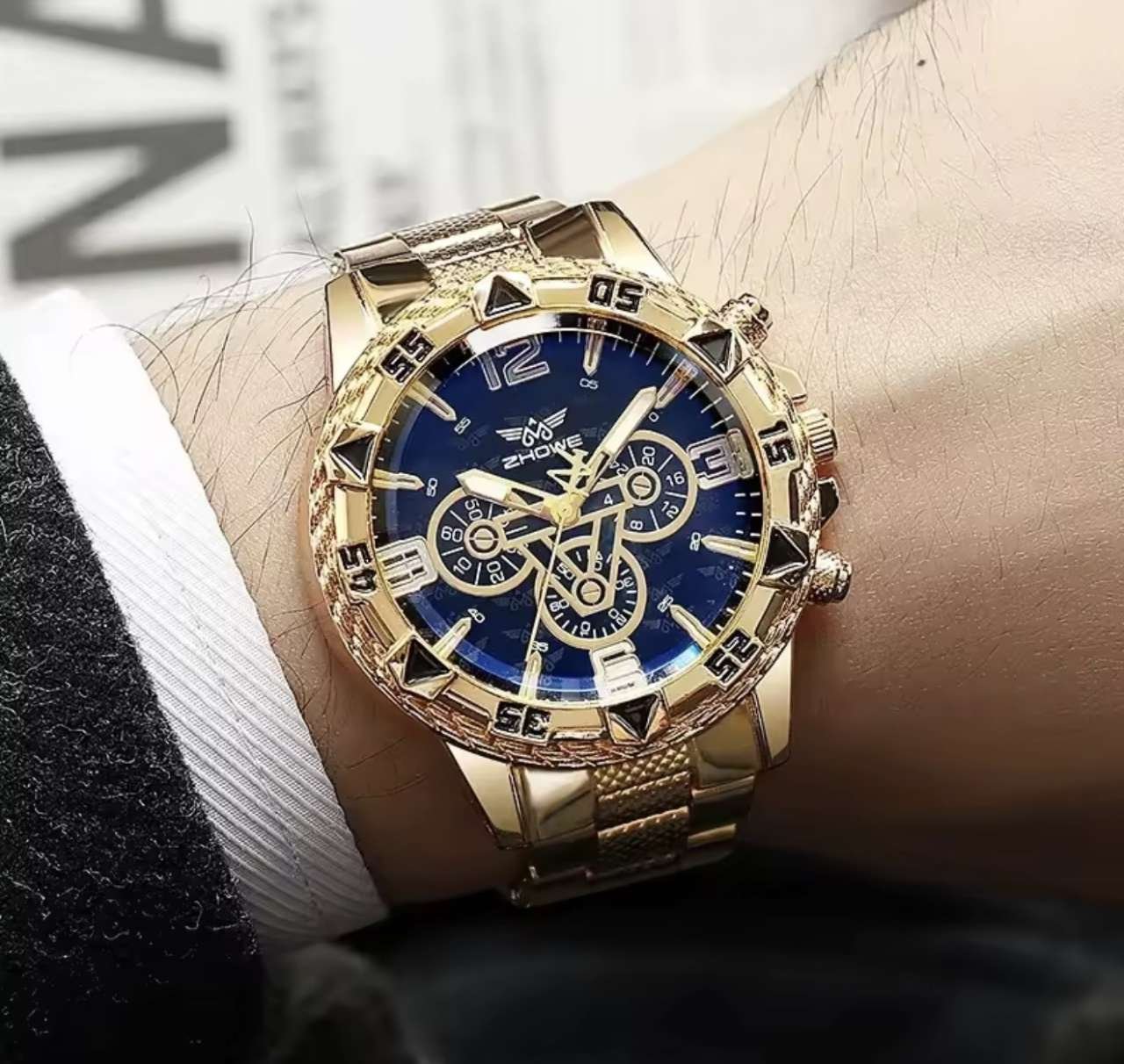 Luxury Business Men's Watch Stainless Steel Strap Blue-Light Glass Men Quartz Watches Big Dial Casua