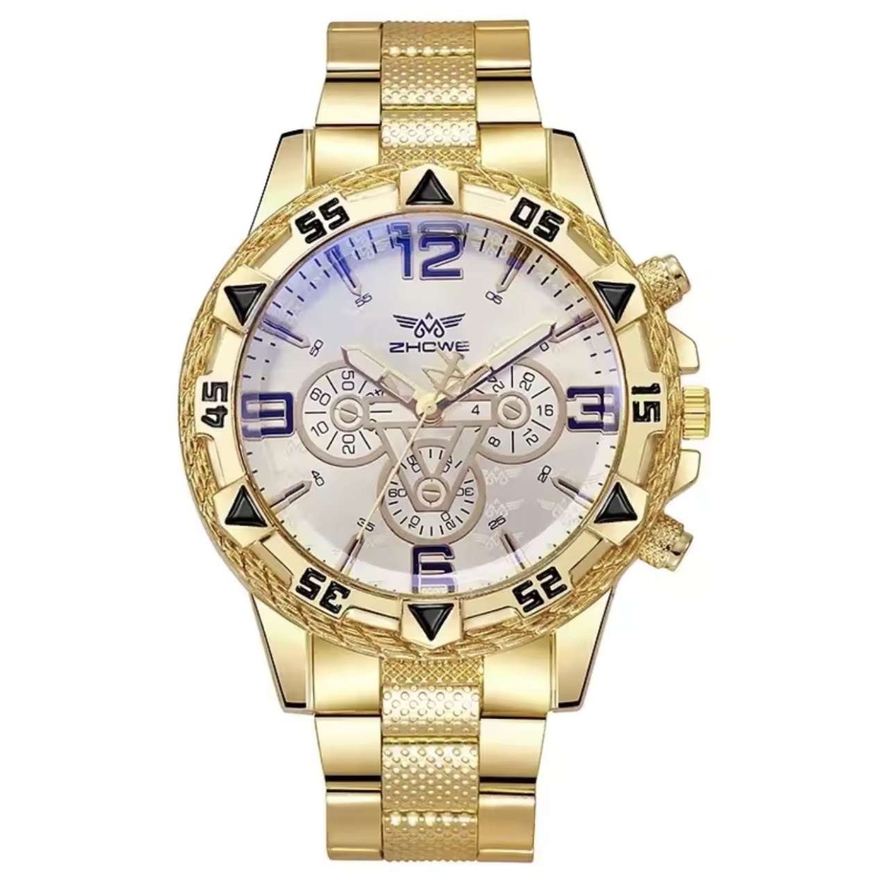 Luxury Business Men's Watch Stainless Steel Strap Blue-Light Glass Men Quartz Watches Big Dial Casua