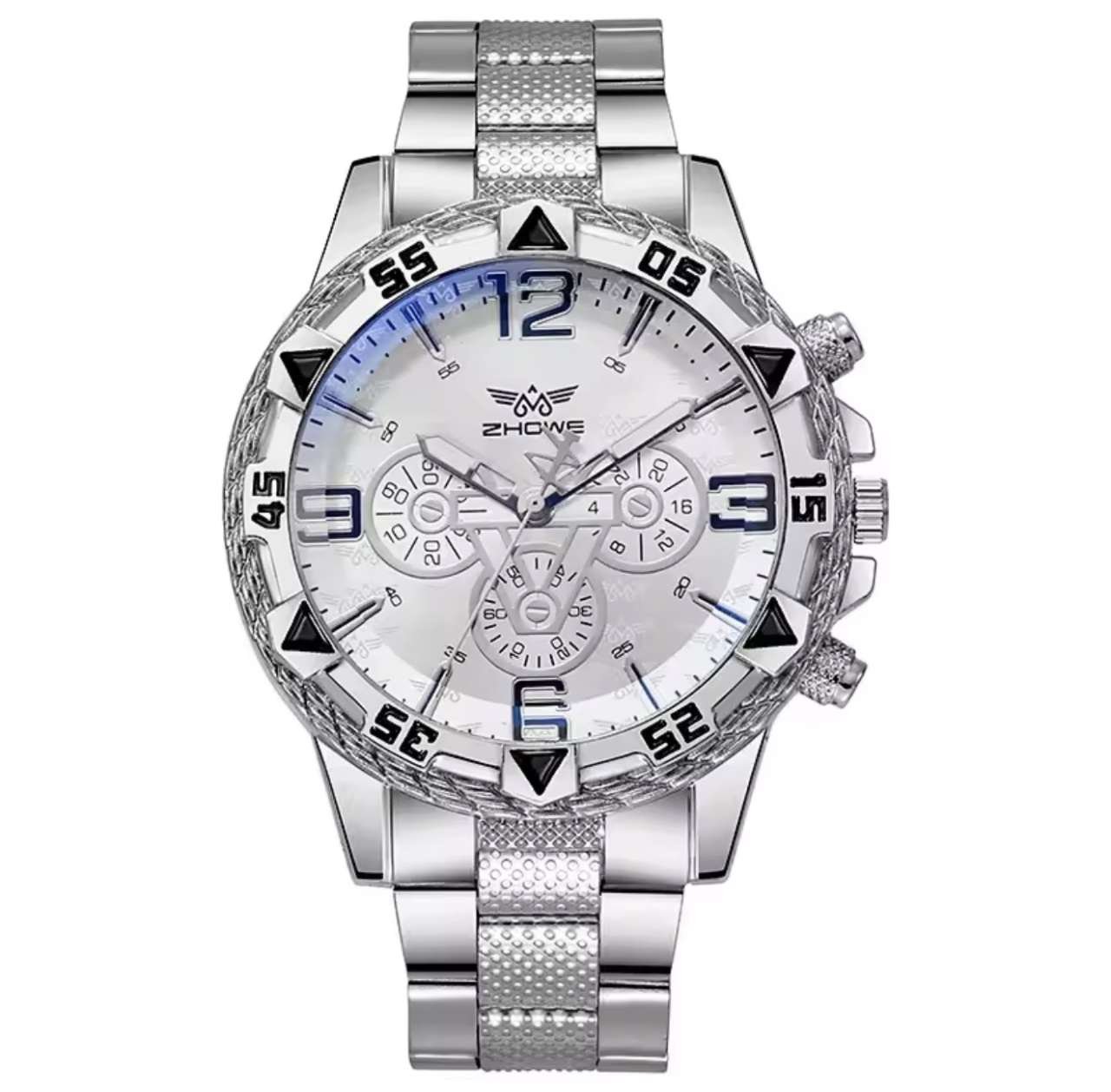 Luxury Business Men's Watch Stainless Steel Strap Blue-Light Glass Men Quartz Watches Big Dial Casua