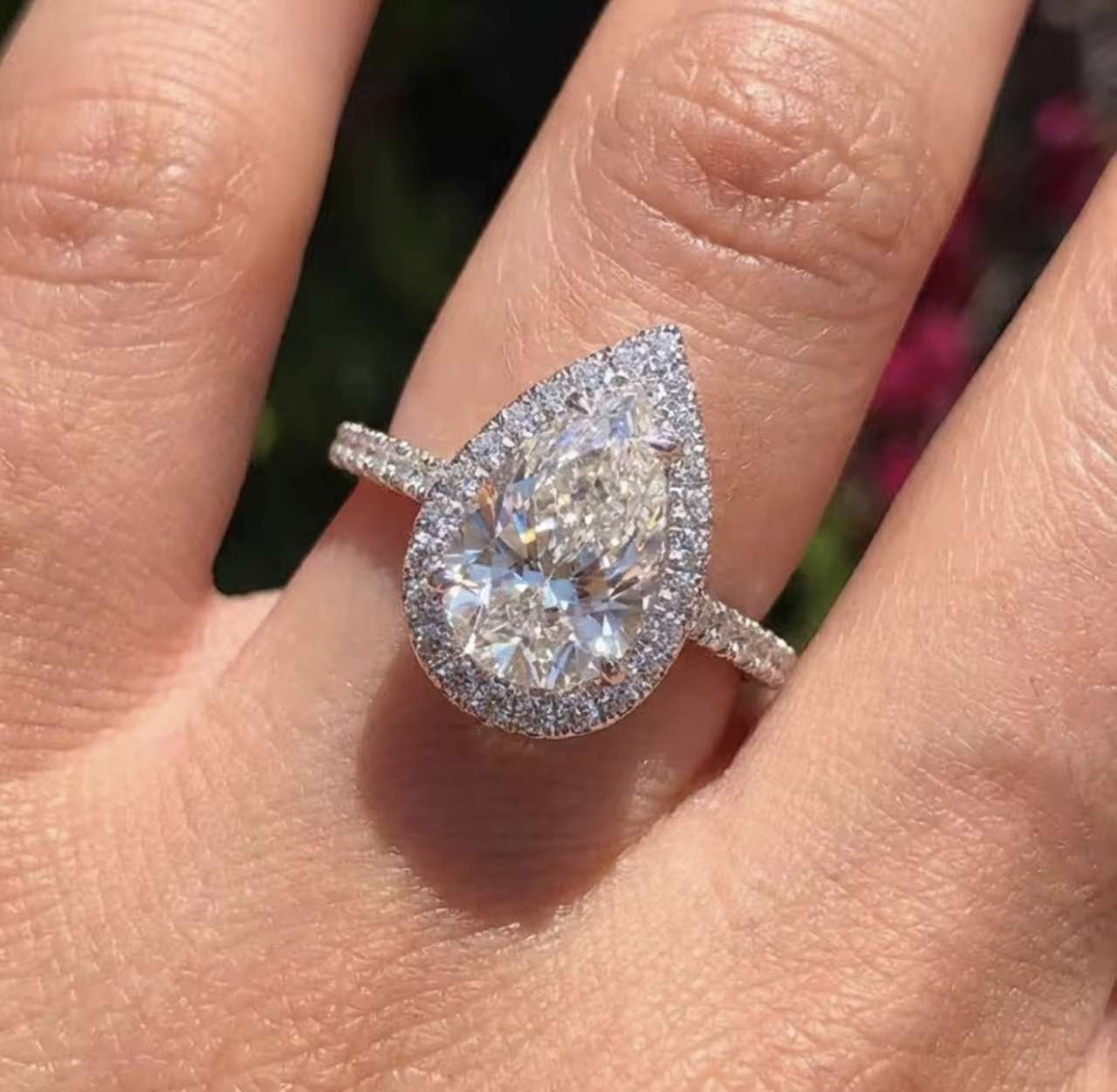 925 Sterling Silver 1CT Simple Sparkling Pear Shape Zircon Ring For Women Engagement Wedding Luxury 