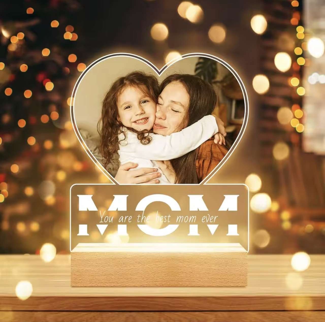 Custom Couples Gifts Acrylic Plaque Picture Frame Personalized Acrylic Lamp Photo with Night Light A