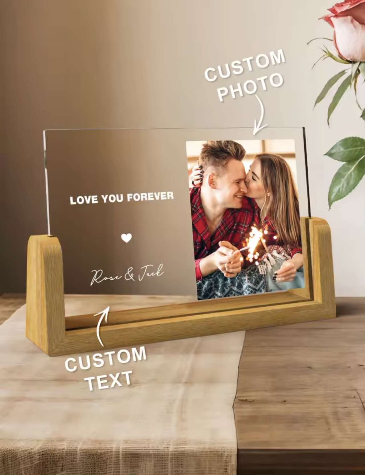 Custom Photo Plaque Personalized Acrylic Picture Frame with Text Custom Gift for Anniversary Wedding