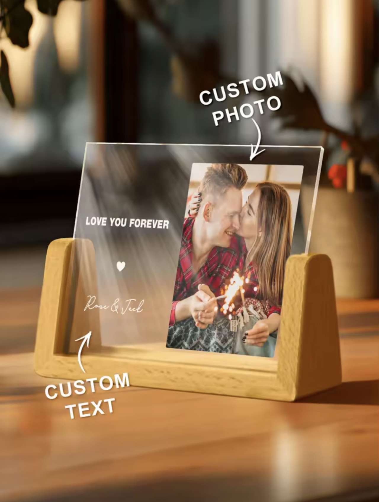 Custom Photo Plaque Personalized Acrylic Picture Frame with Text Custom Gift for Anniversary Wedding