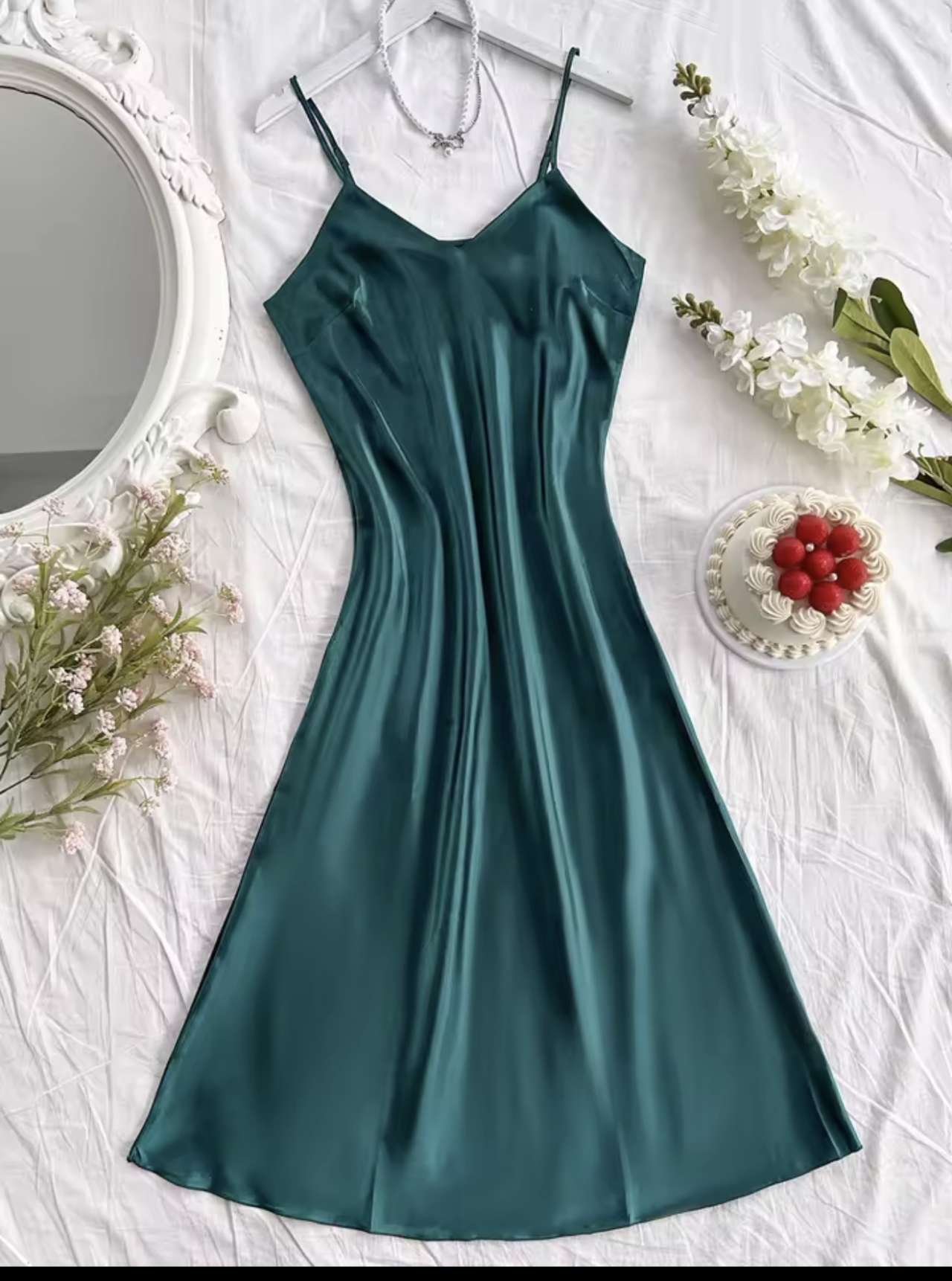 Elegant Women's Nightdress Sexy Comfortable Long Slip Dress Solid Color Pajamas For Women