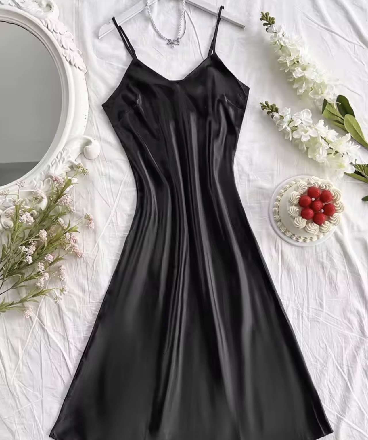 Elegant Women's Nightdress Sexy Comfortable Long Slip Dress Solid Color Pajamas For Women