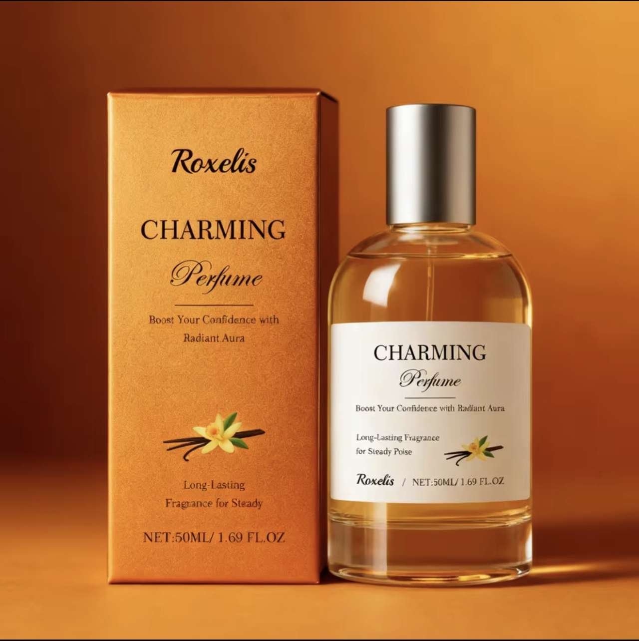 Roxelis 50ml Amber Vanilla Perfume Spray for Women - Long Lasting Fresh Fragrance, Light Elegant Dai