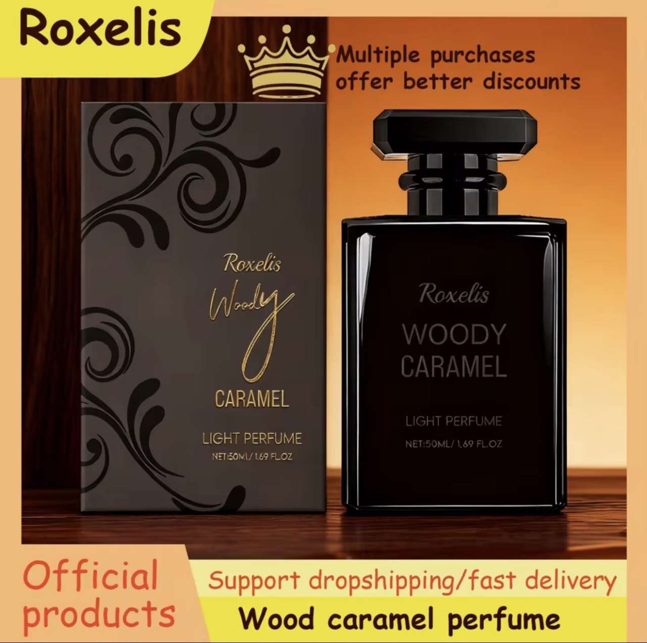 Woody Caramel Perfume - Natural Fresh Scent, Long-Lasting, Perfect for Daily & Dating, Travel-Size