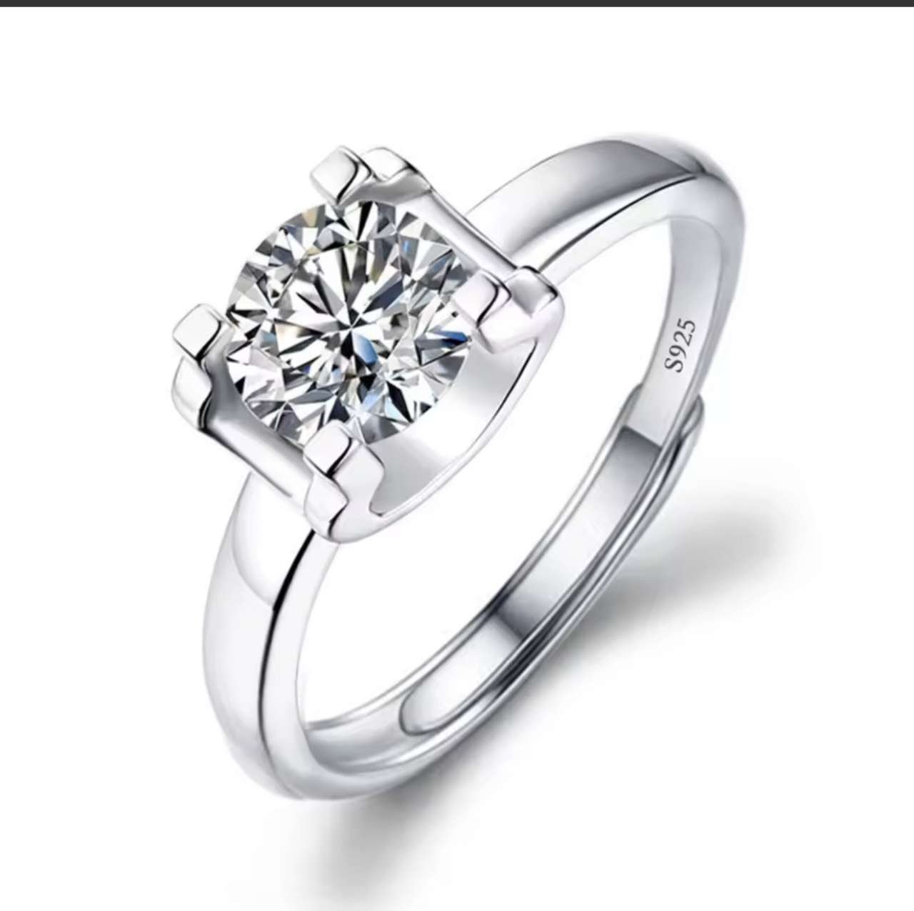 Moissanite Engagement Finger Rings Inlaid Diamond Open Ring For Women 925 Silver Promise Wedding Adj