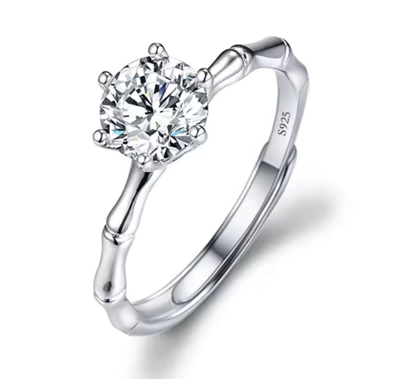 Moissanite Engagement Finger Rings Inlaid Diamond Open Ring For Women 925 Silver Promise Wedding Adj