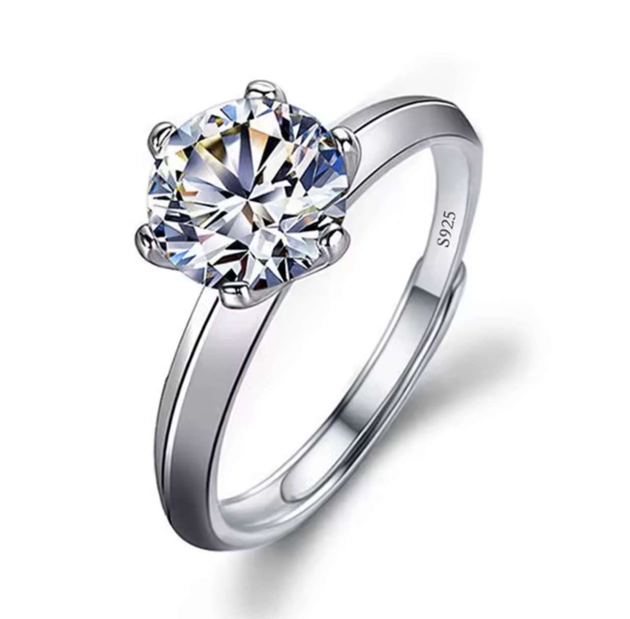 Moissanite Engagement Finger Rings Inlaid Diamond Open Ring For Women 925 Silver Promise Wedding Adj