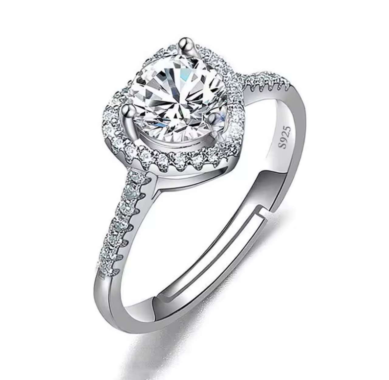 Moissanite Engagement Finger Rings Inlaid Diamond Open Ring For Women 925 Silver Promise Wedding Adj