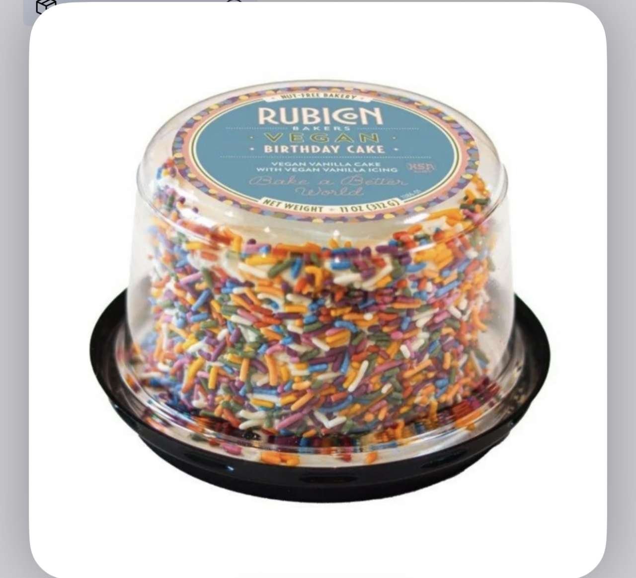 🇺🇸 ONLY - Rubicon Bakers, Baked, Vegan Birthday Layer Cake, Vegan Vanilla Icing, 4 inch Cake. Nut Fr