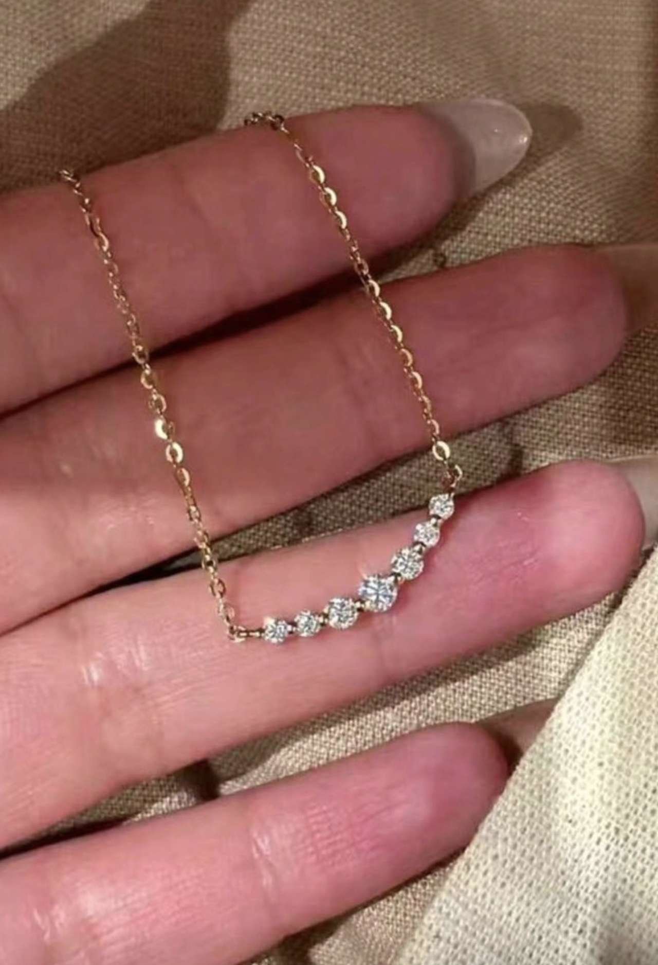 1pc Fashionable Elegant Design Versatile Rhinestone 18k Stainless Steel Collarbone Necklace For Wome