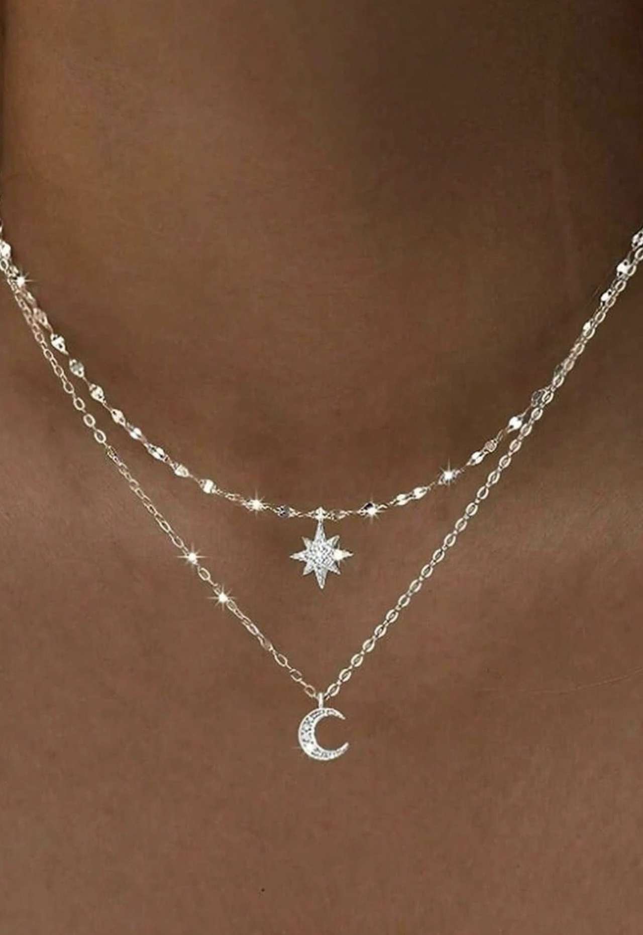 1pc Unique European & American Style Gold Rhinestone Pendant Necklace, Stainless Steel Clasp Clavicl