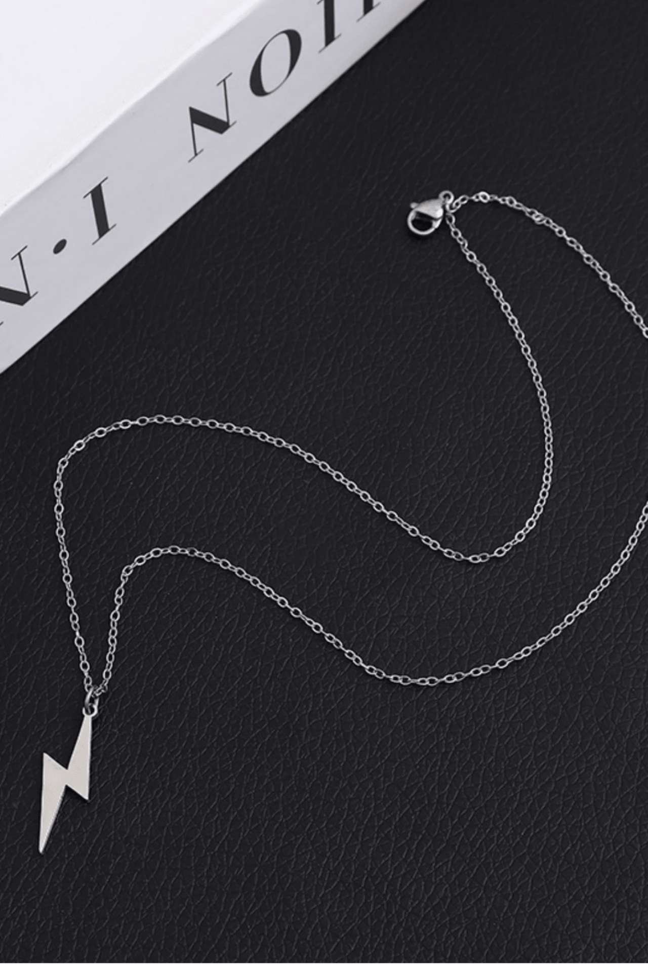 Stainless Steel Lightning Bolt Necklace For Men - Stylish Guy's Gift, Boyfriend Necklace, Curb Chain