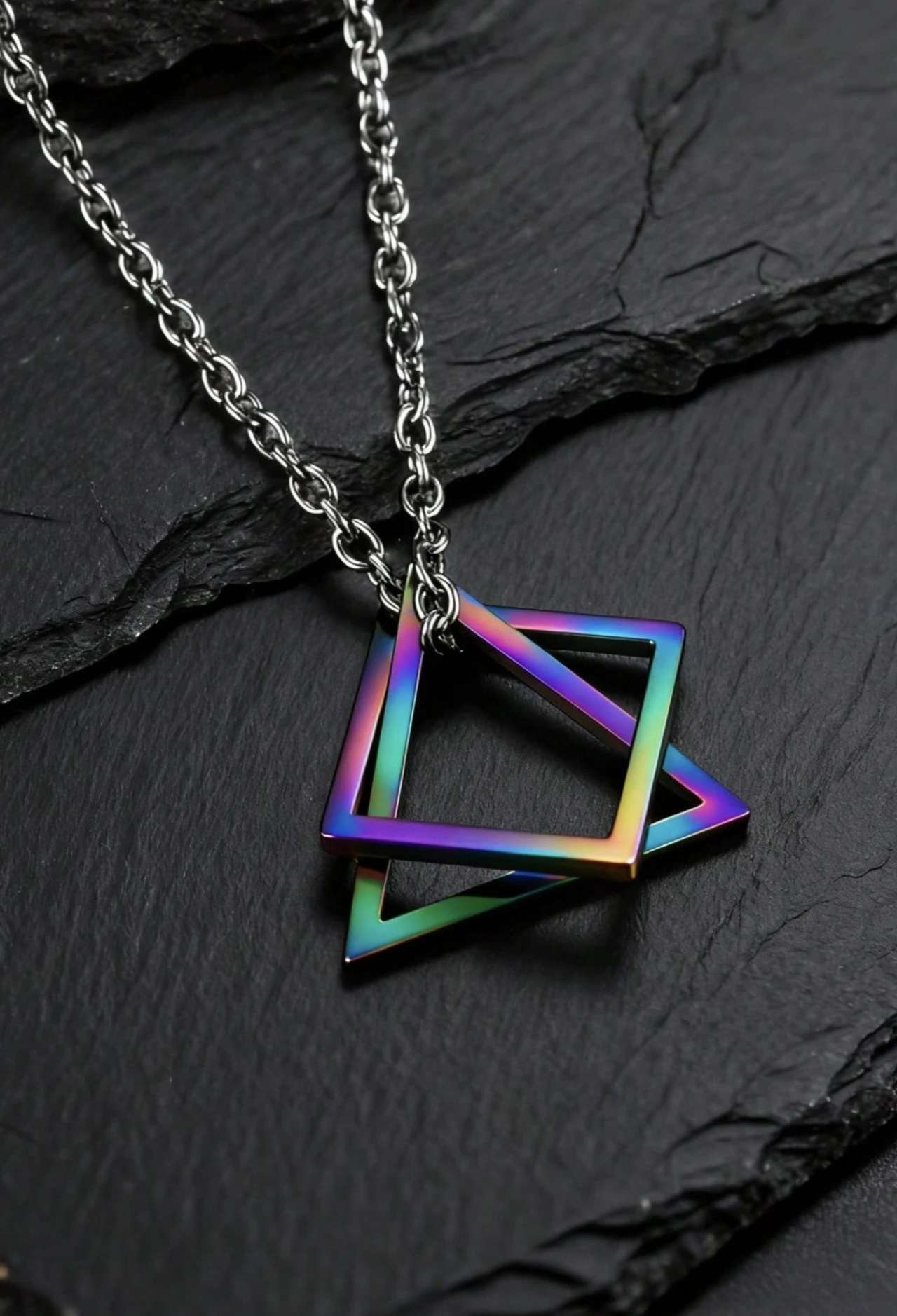1pc Simple Stainless Steel Hollow Out Geometric Design Men's Necklace