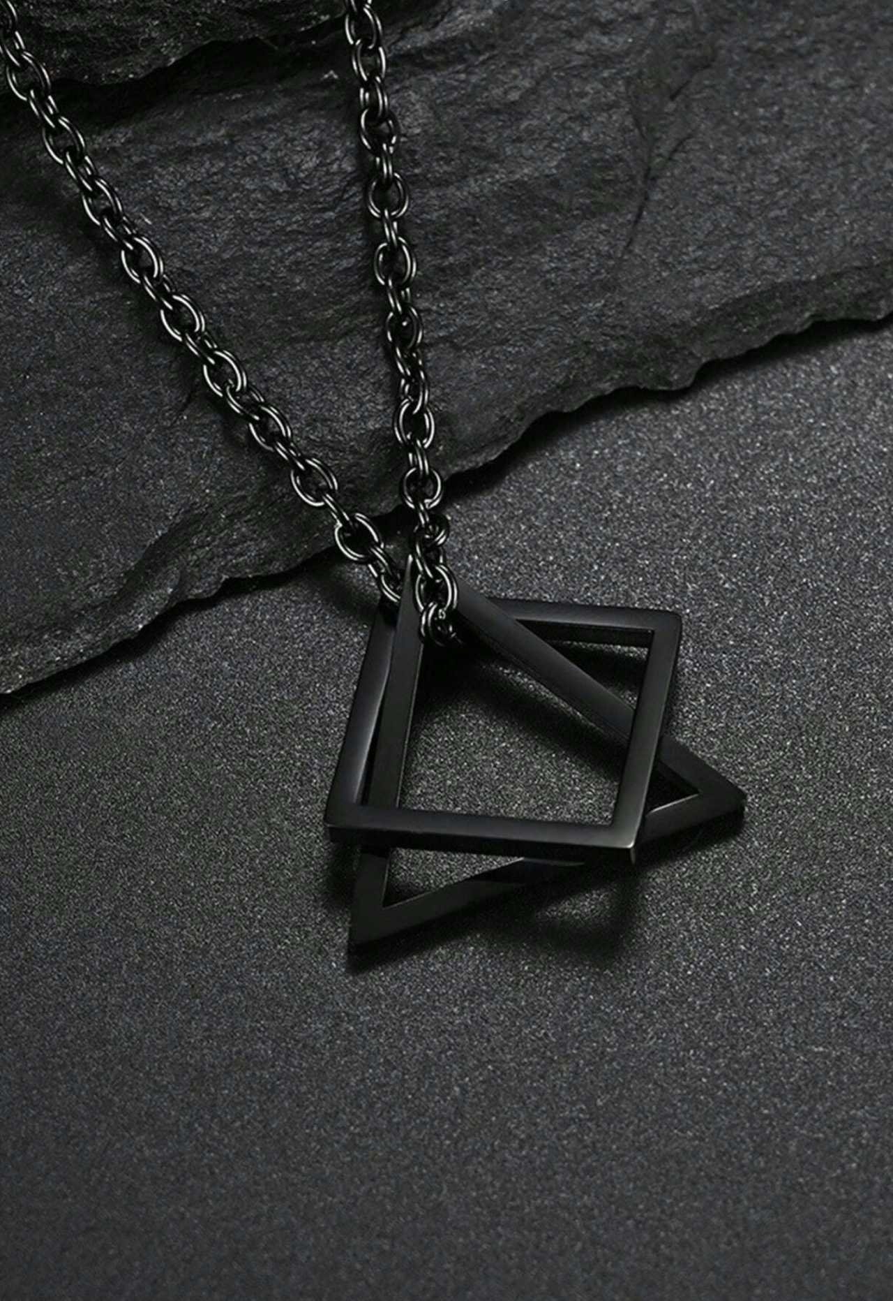 1pc Simple Stainless Steel Hollow Out Geometric Design Men's Necklace