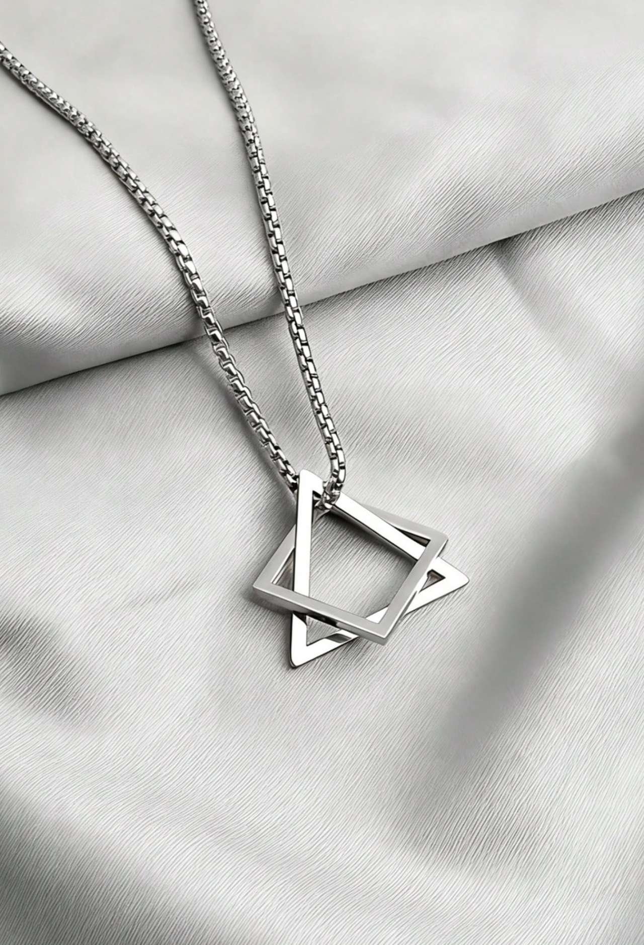 1pc Simple Stainless Steel Hollow Out Geometric Design Men's Necklace