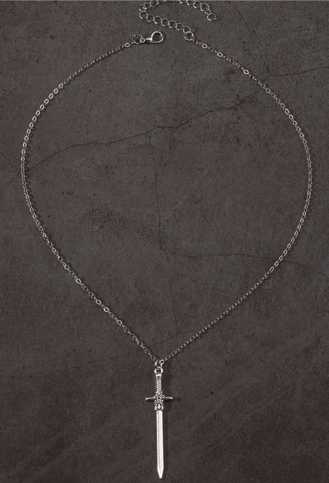 Vintage Gothic Cross Sword Necklace, Stainless Steel Hip Hop Punk Unisex Collarbone Chain