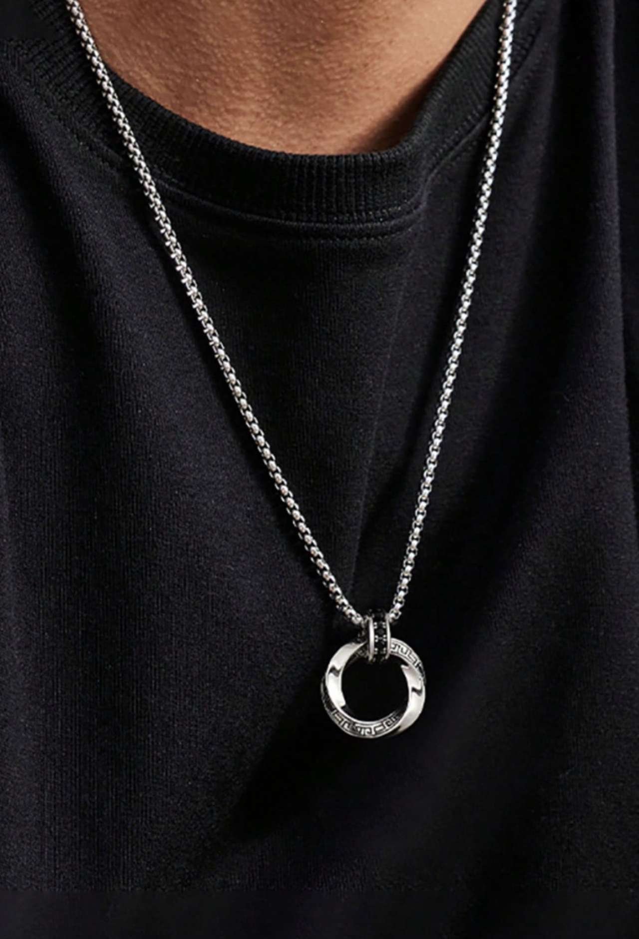 1pc Vintage Möbius Ring Pendant Necklace, Personalized, Suitable For Men And Women Daily, Party, Fes