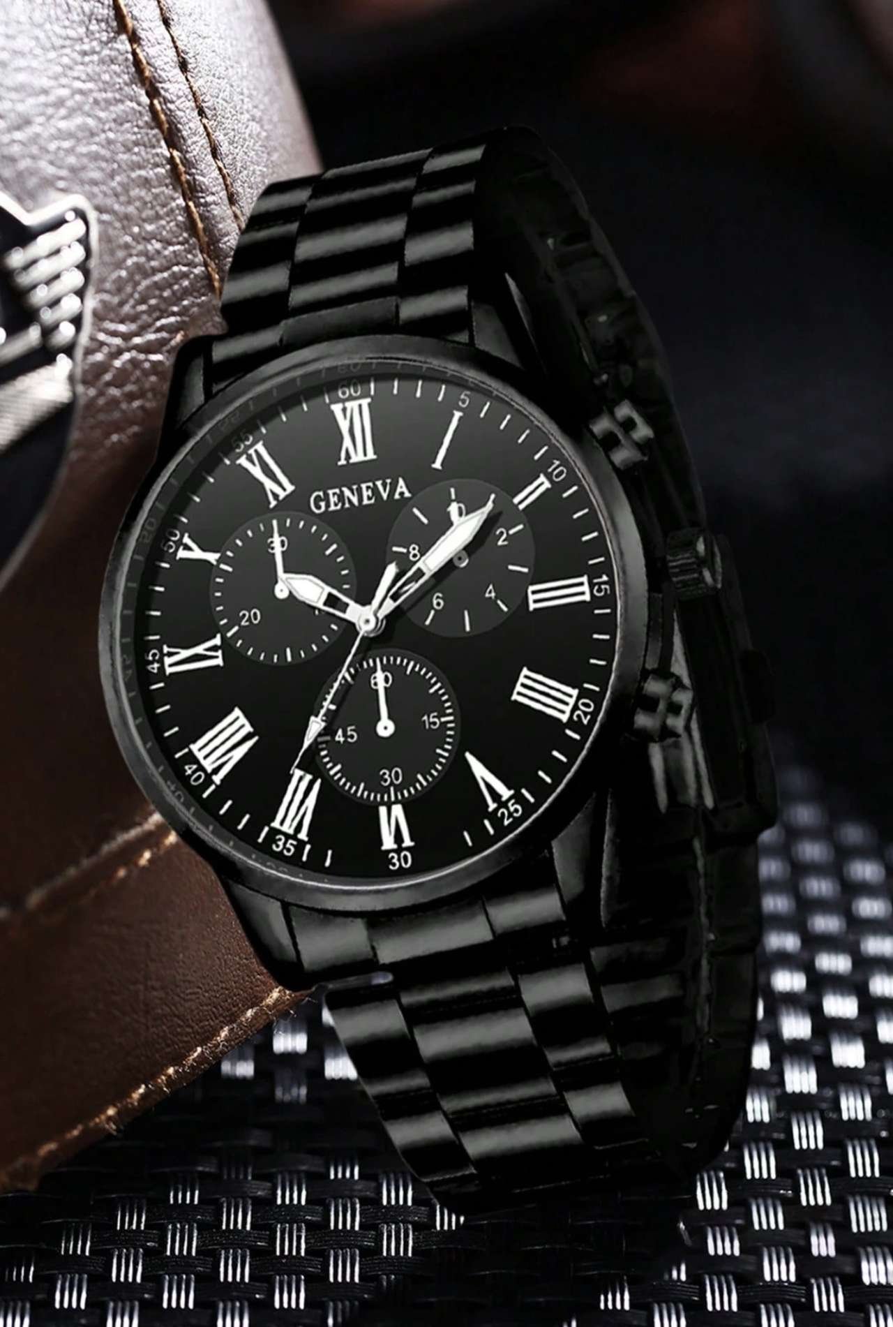 2pcs Men's Quartz Watch Set, Business Casual Minimalist Classic Three-Eye Dial, Suitable For Daily W