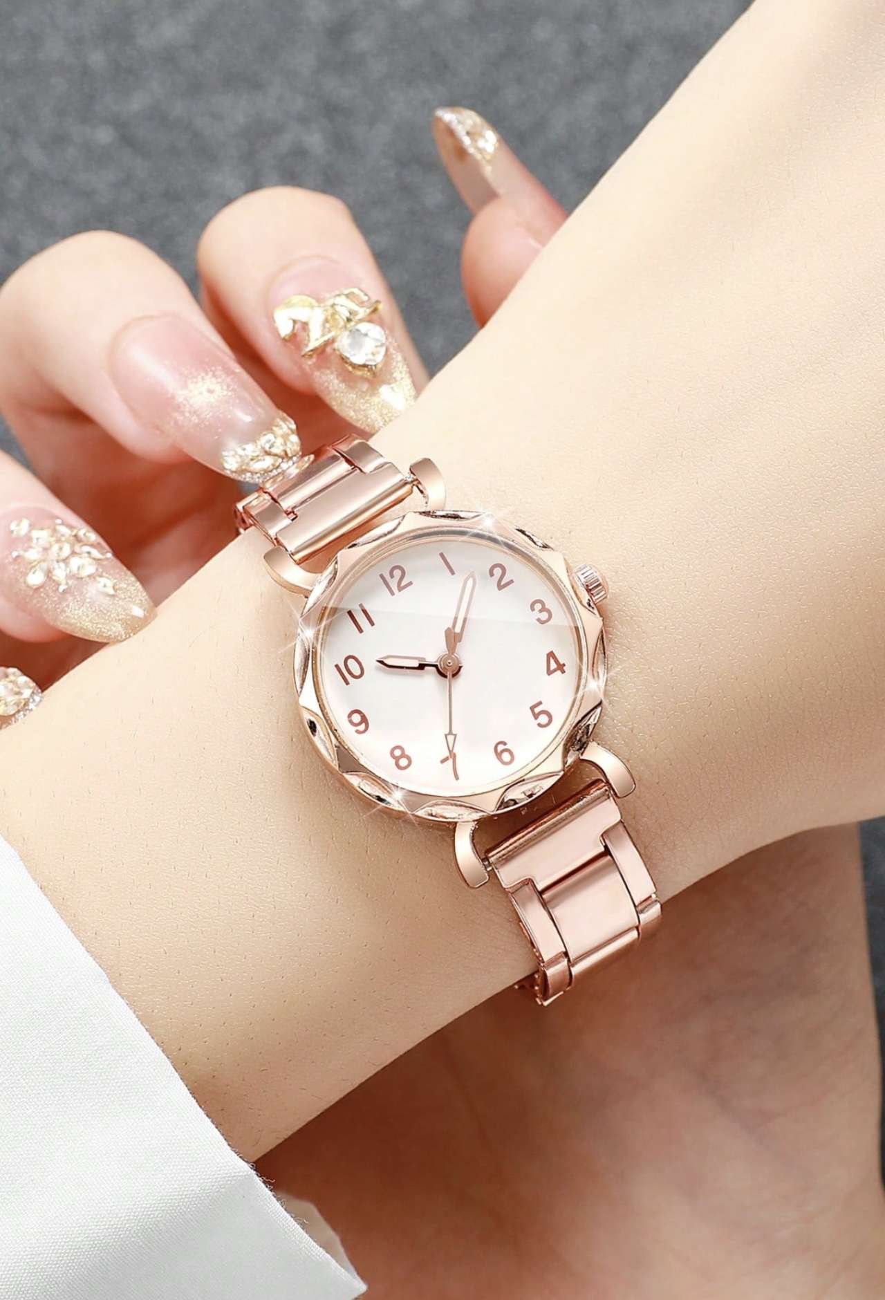1pc Rose Gold Minimalist Small Dial Women's Quartz Watch, Alloy Strap Casual Accessory Watch, Gift F