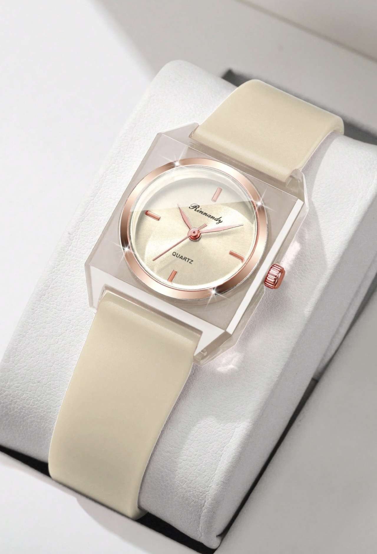 1pc Women's Silicone Quartz Watch, Fashionable Minimalist Square Dial, Classic Elegant Wristwatch