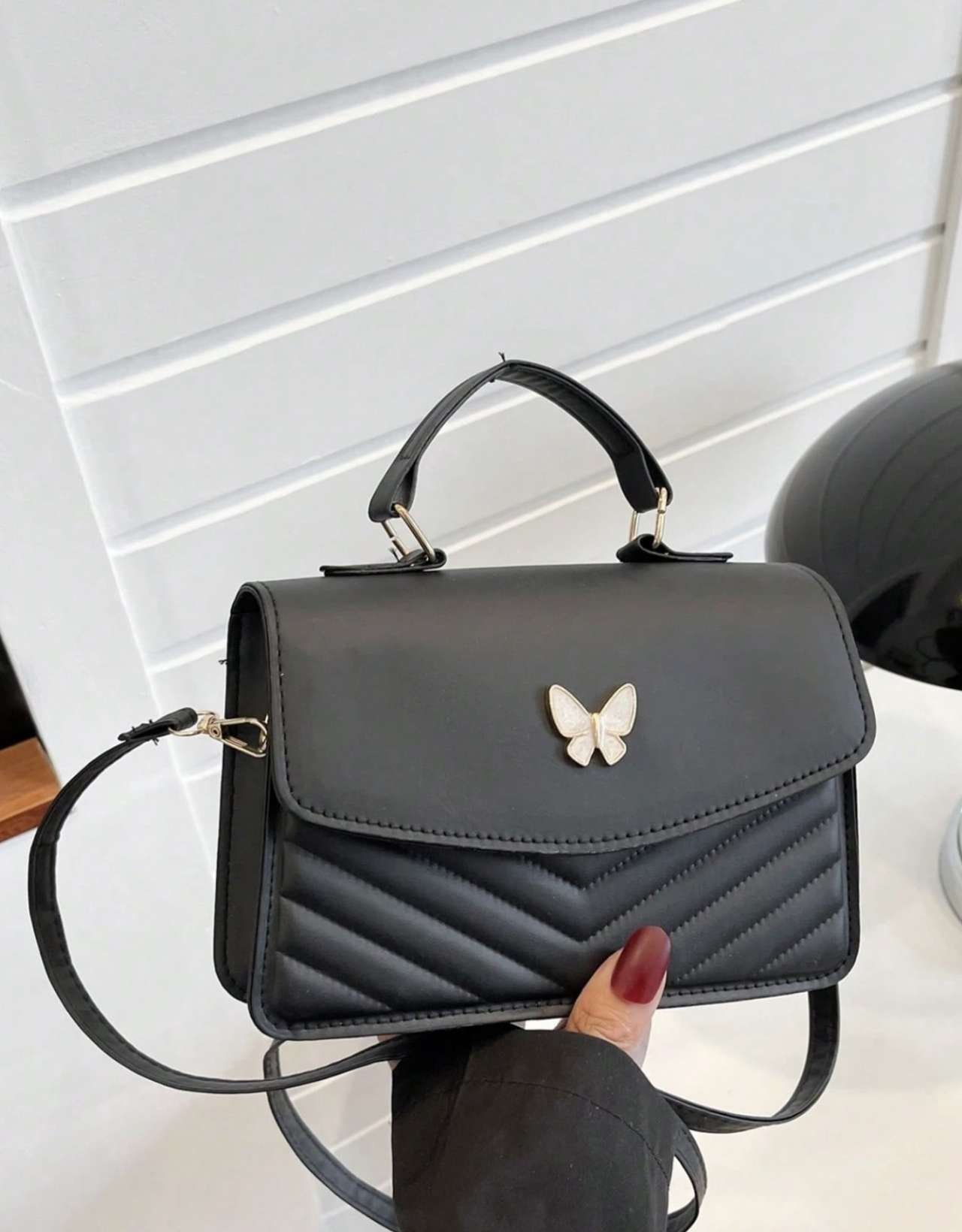 Solid Color PU Leather Patchwork Bow Design Flap Shoulder Crossbody Square Bag, Suitable For Women's