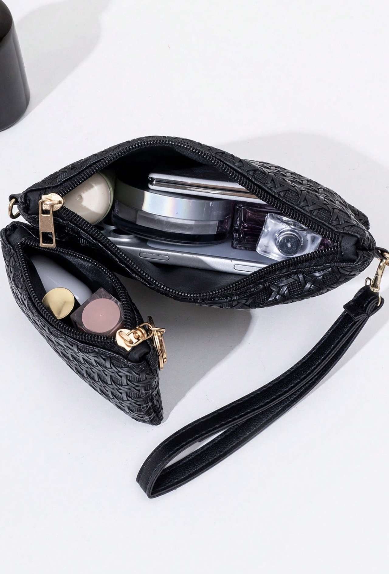 2pcs Women's Fashion Shoulder Bag With Small Wallet, Floral Hollow Woven Crochet Design, Adjustable 