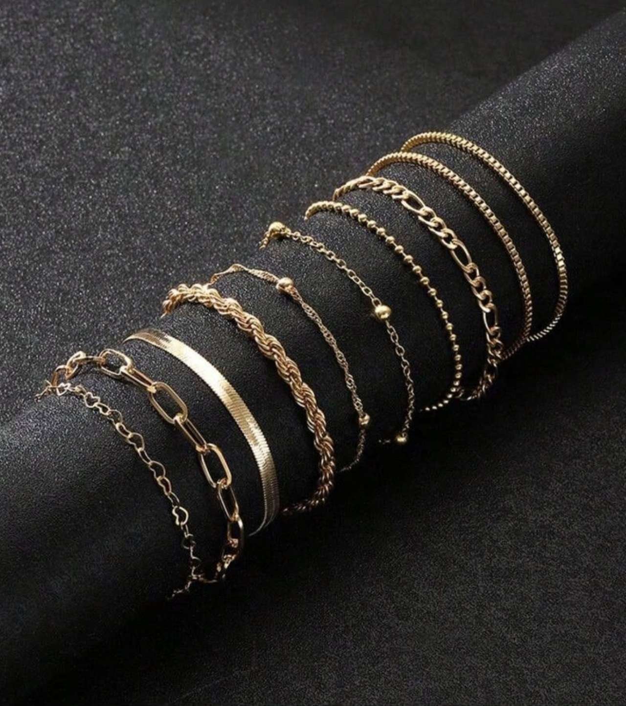 10pcs/Set Bohemian Style Metal Layered Bracelets For Women, Heart & Snake Bone Chain Design, Suitabl