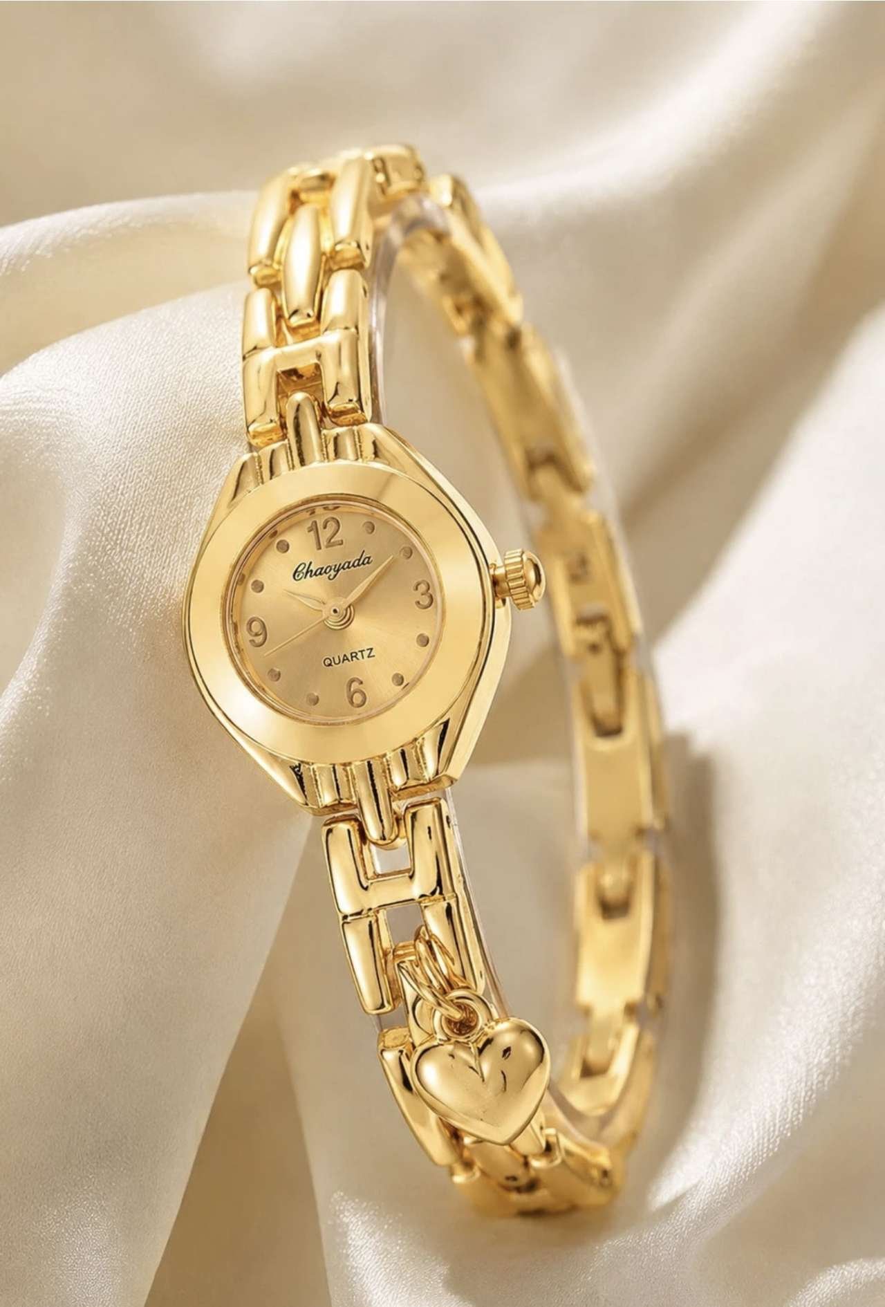 1pc Elegant Petite Women's Gold Quartz Watch, Luxury Fashion Minimalist Women's Wristwatch