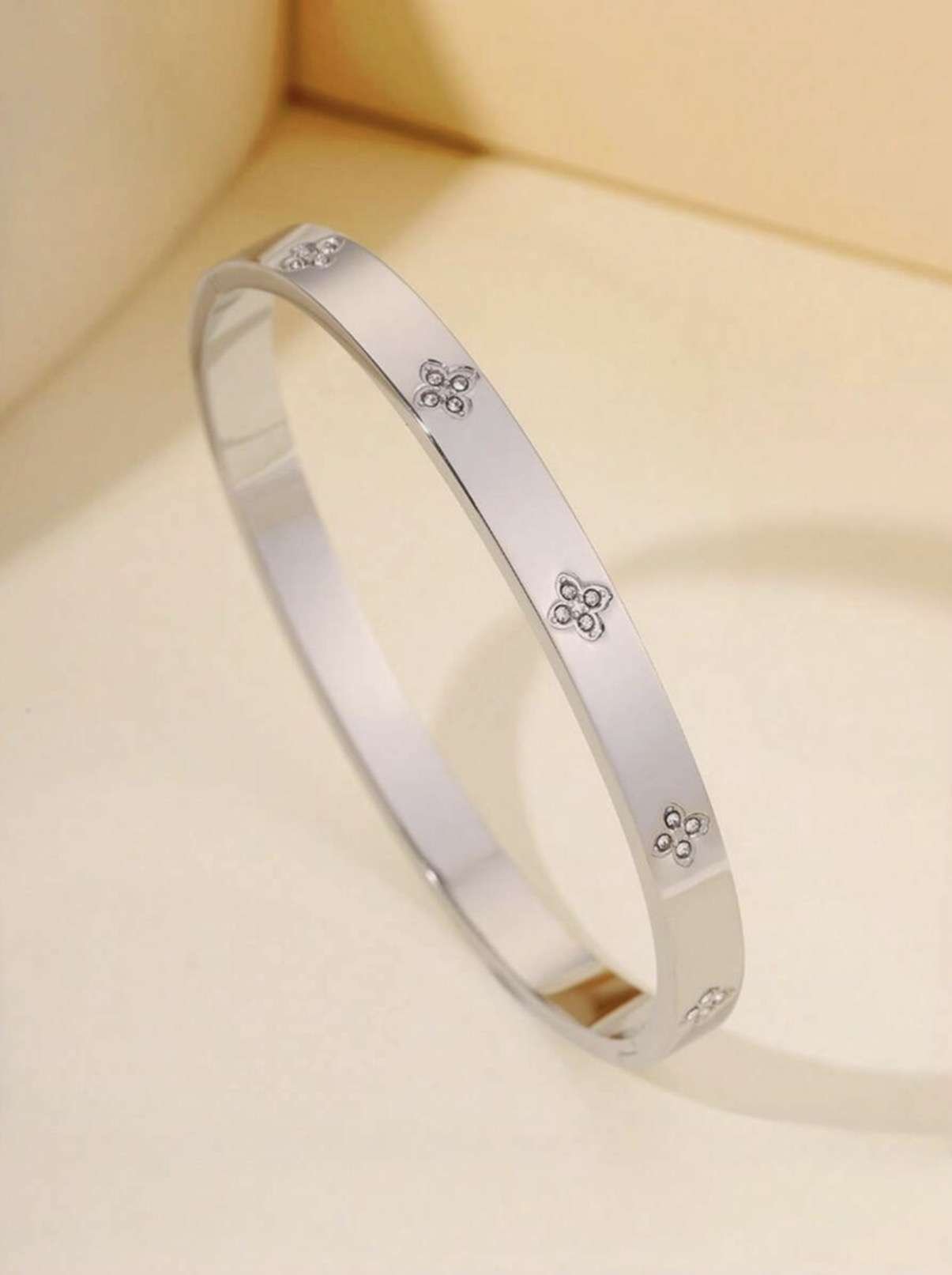 3pcs/1pc Stainless Steel Zirconia Bracelet, Single Row Rhinestone Bracelet, Stackable Shiny Delicate