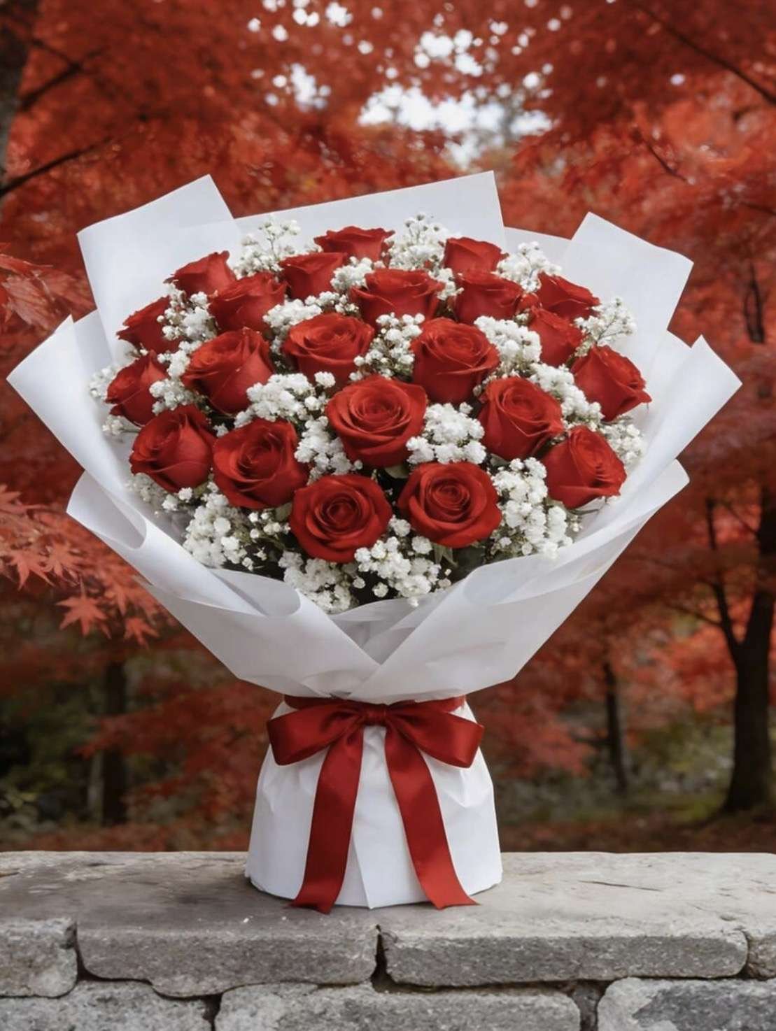 29PCS Red And White Mixed Artificial Rose Bouquet, High-End Faux Flowers, Everlasting, Suitable For 