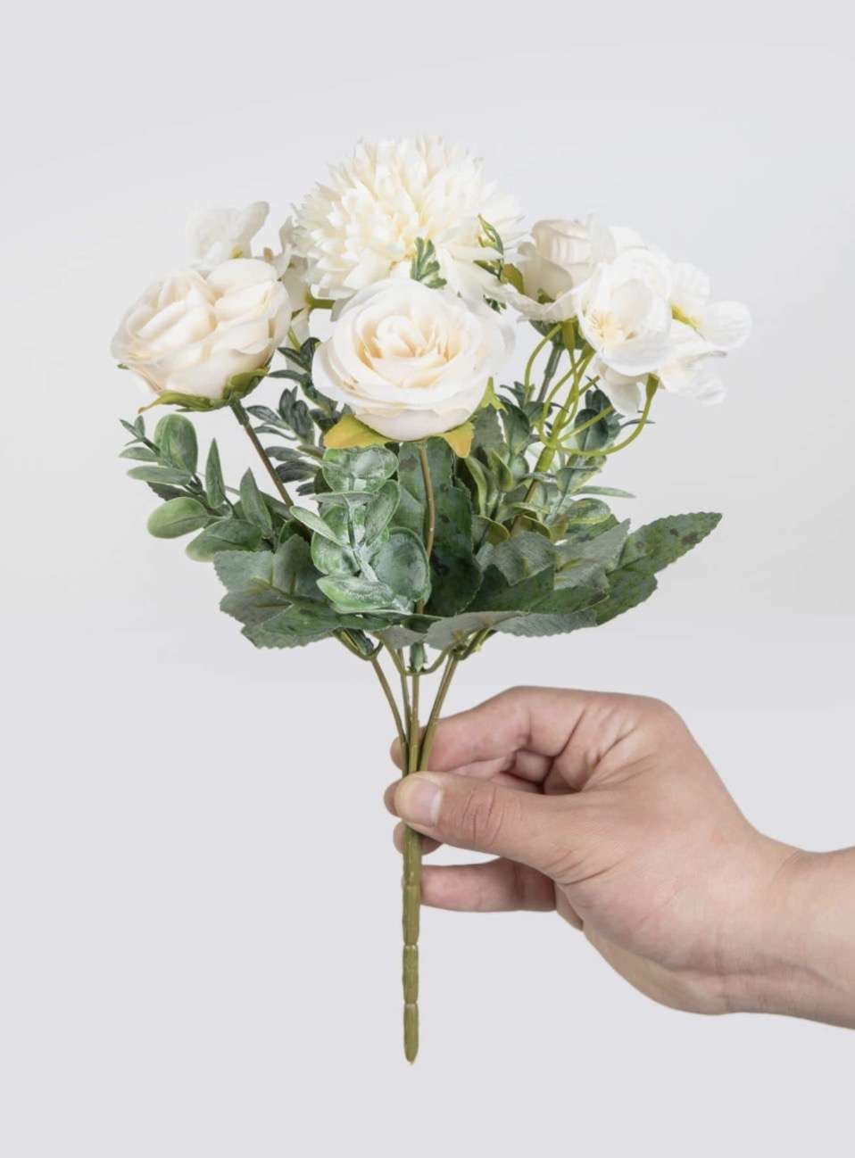 1 Bouquet Artificial Rose Flowers, Includes Silk Embroidered Balls, Suitable For Wedding, Home, Rest