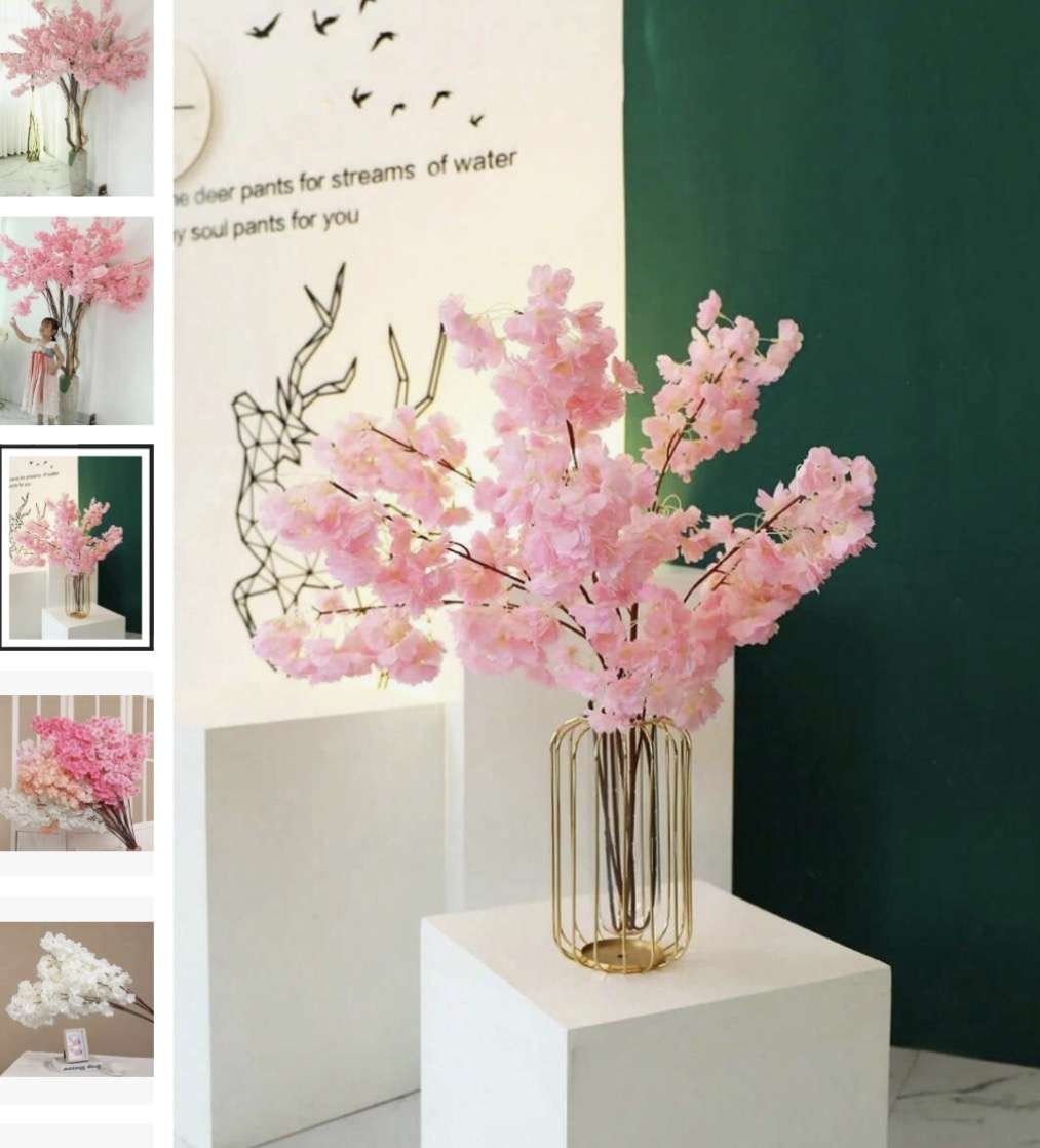 100cm Artificial Flame Retardant Silk Sakura Flower Branch, Sakura Tree Wedding Party Backdrop Wall 