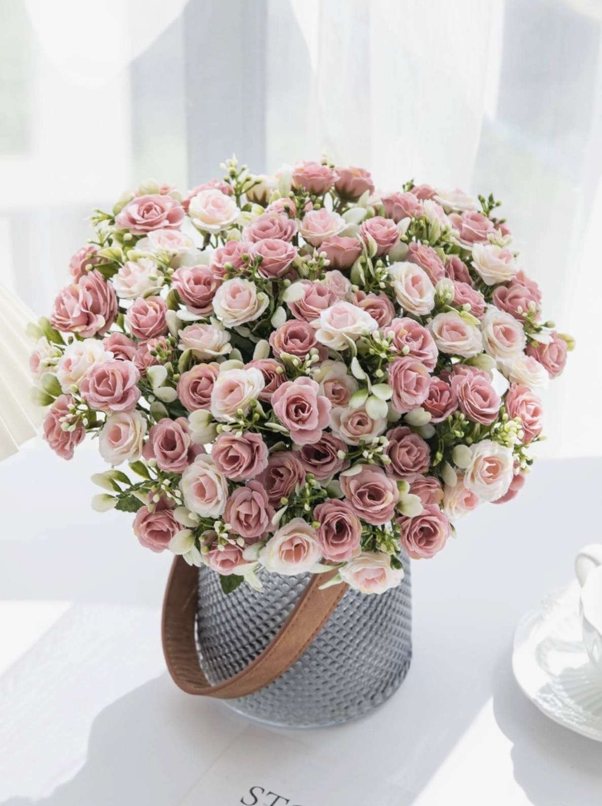 1 Bunch Artificial Rose Bouquet, Suitable For Wedding, Home, Restaurant, Bedroom, Vase, Holiday Birt