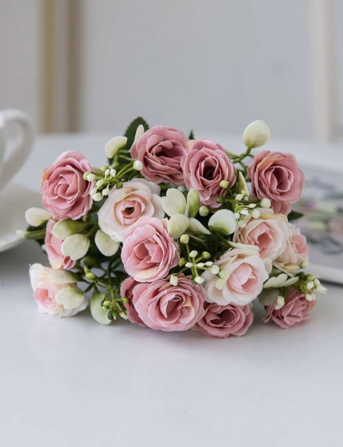 1 Bunch Artificial Rose Bouquet, Suitable For Wedding, Home, Restaurant, Bedroom, Vase, Holiday Birt