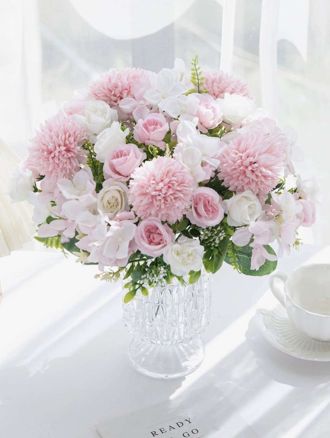 1/3pcs Silk Flower Rose & Chrysanthemum Bouquet, Artificial Flowers For Bridal Bouquet, Wedding Deco