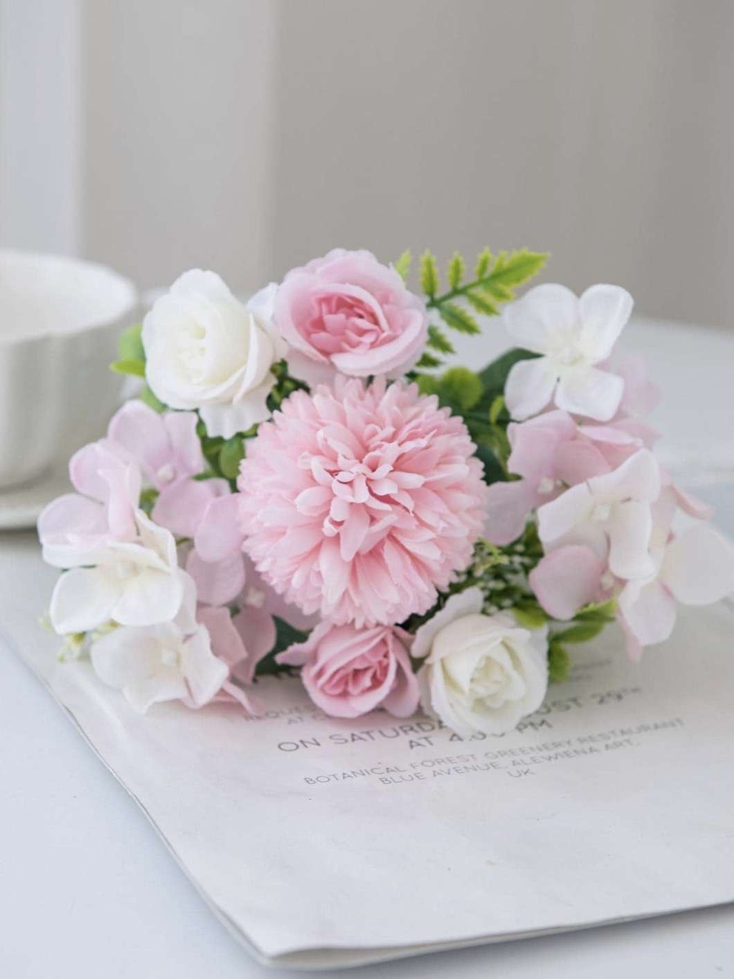 1/3pcs Silk Flower Rose & Chrysanthemum Bouquet, Artificial Flowers For Bridal Bouquet, Wedding Deco